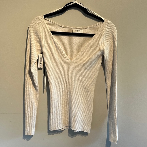 Babaton Sweaters - Babaton Light Beige V-Neck Sweater